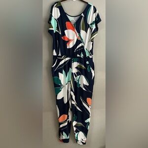 Cuddl Duds Jumpsuit LP Navy Floral NEVER WORN